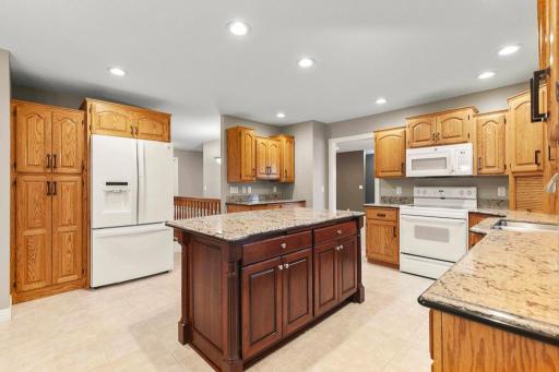 Large center island with a cherry finish!