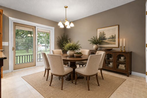 Virtually staged eat-in kitchen dining space