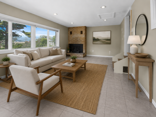 Virtually Staged Sun Room / Den With Wood Burning Fireplace