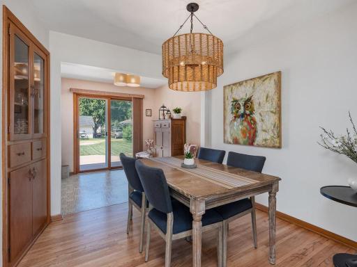 Main level dining area with built in hutch.