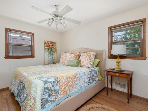 Spacious owner bedroom with king bed as pictured here with generous closet space.