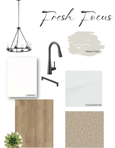 Fresh Focus - designer curated collection with black fixtures/hardware.