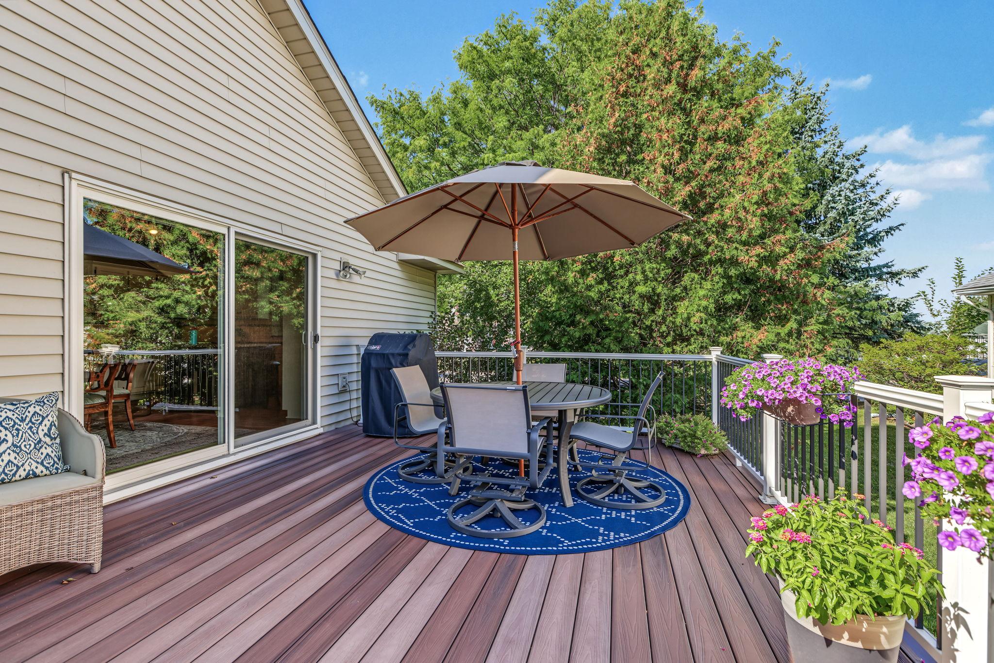 19x14 maintenance free deck is perfect for BBQ's or relaxing with family and friends.