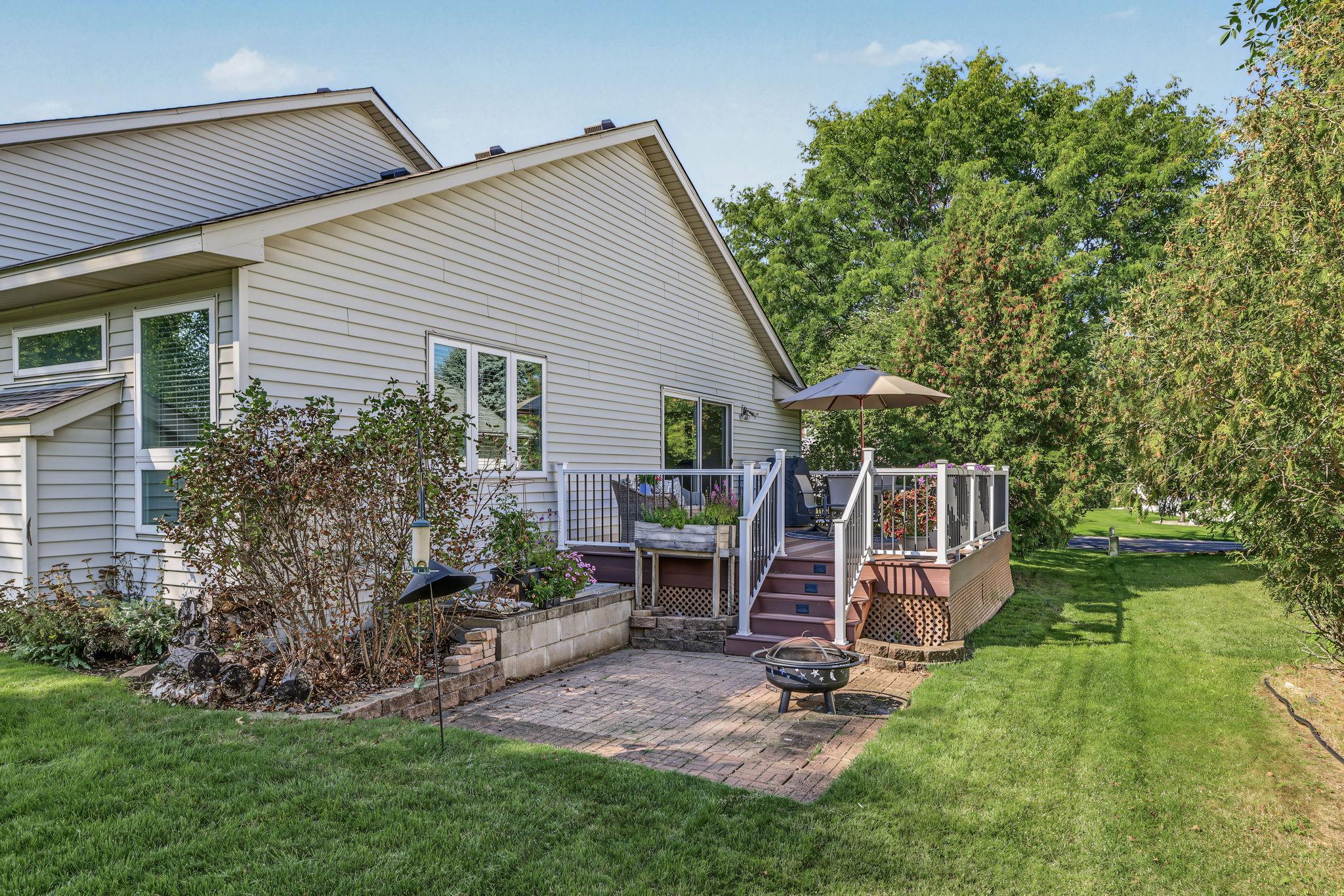 Paver patio area, perfect for gathering around a firepit.