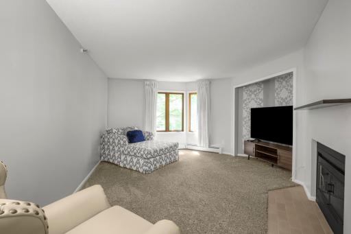 owners suite with fireplace