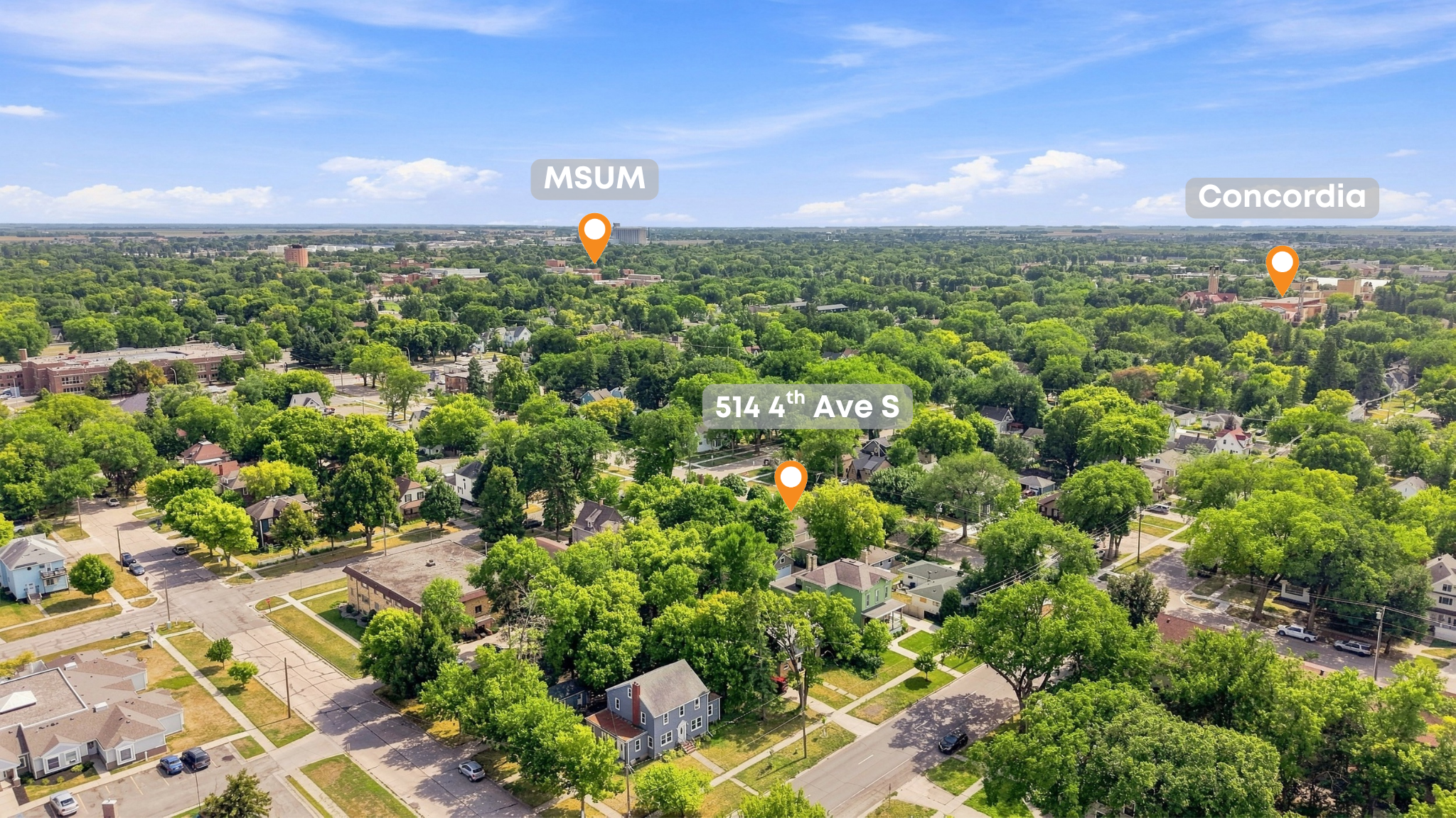 Aerials proximity to Concordia and MSUM