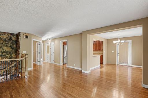 Gleaming hardwood floors in living room