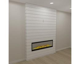 Artist rendering of shiplap on the fireplace