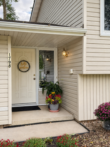 A covered front entry is perfect for welcoming guests and receiving package deliveries.