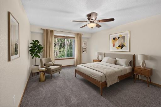 Primary bedroom virtually staged.