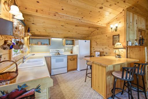 Workable kitchen with great counter space.
