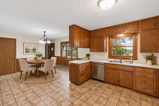 Virtual staged kitchen showing options for room