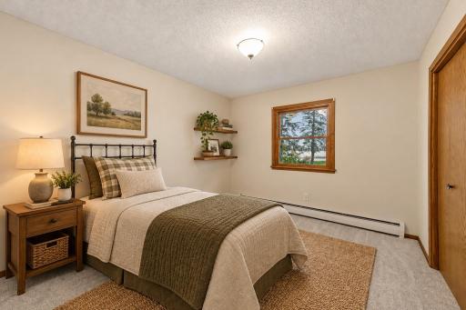Virtual staged bedroom showing options for decor