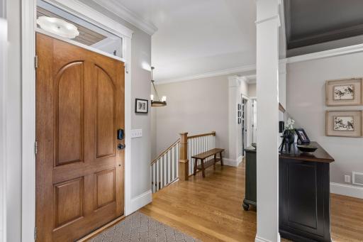 A gracious entry with classic millwork and an easy connection to the main living areas.