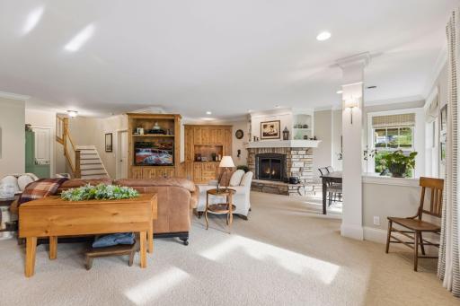 Generous lower-level recreation space offers room for games, hobbies, and gatherings.