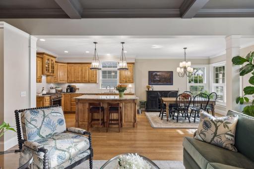An easy connection between the living room, kitchen, and dining spaces makes the main level ideal for everyday living.