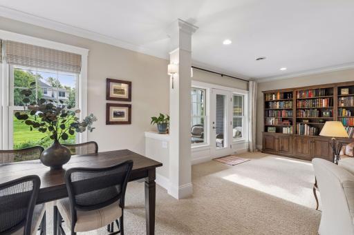 Walkout access brings natural light into the lower-level family room.