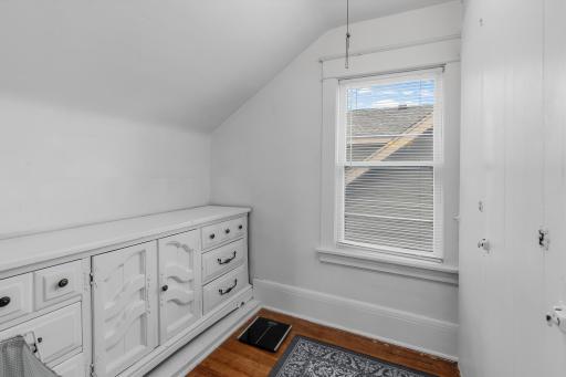 Closet area off of master bedroom has additional built in storage