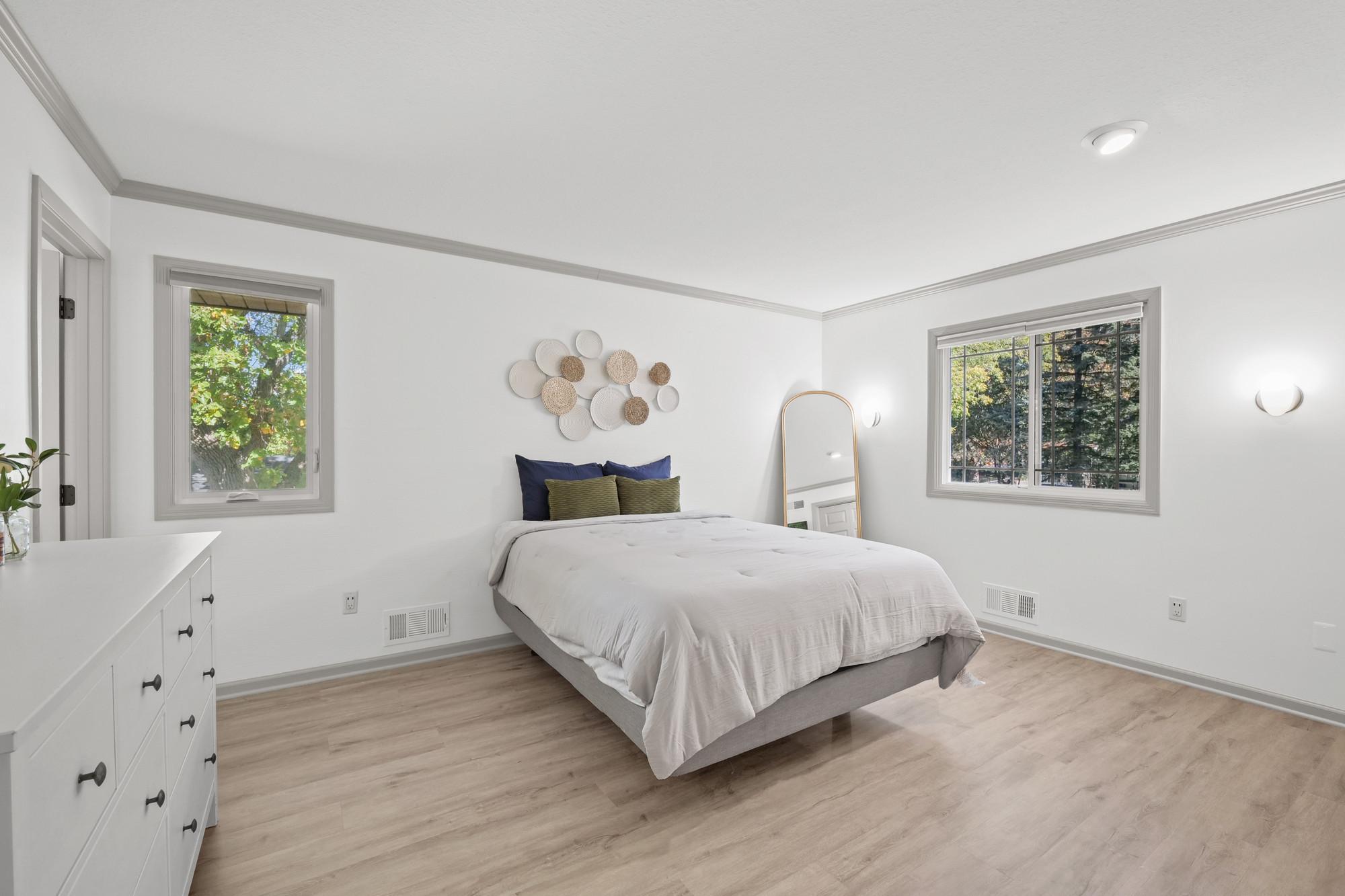Spacious, bright primary bedroom