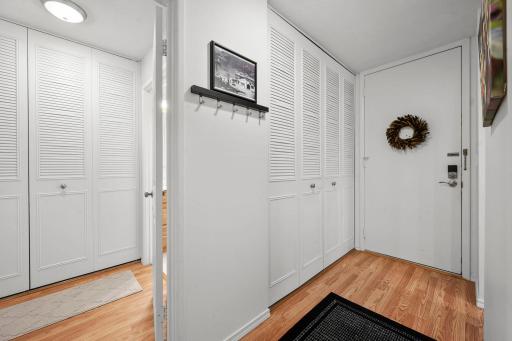 Tons of closet space as well. 6 double closets in all. Front hall closet customized with smart storage, for brooms and vacuums plus coat hook and shoes. Be sure to take a look!