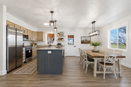 AI generated staged Kitchen/Dining arear