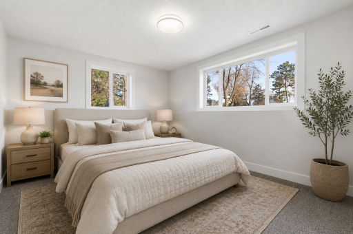 AI generated staged Lower level bedroom 3