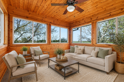 AI enhanced staged three season porch