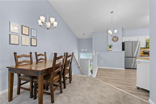 Upstairs are vaulted ceilings that make the space feel more open.