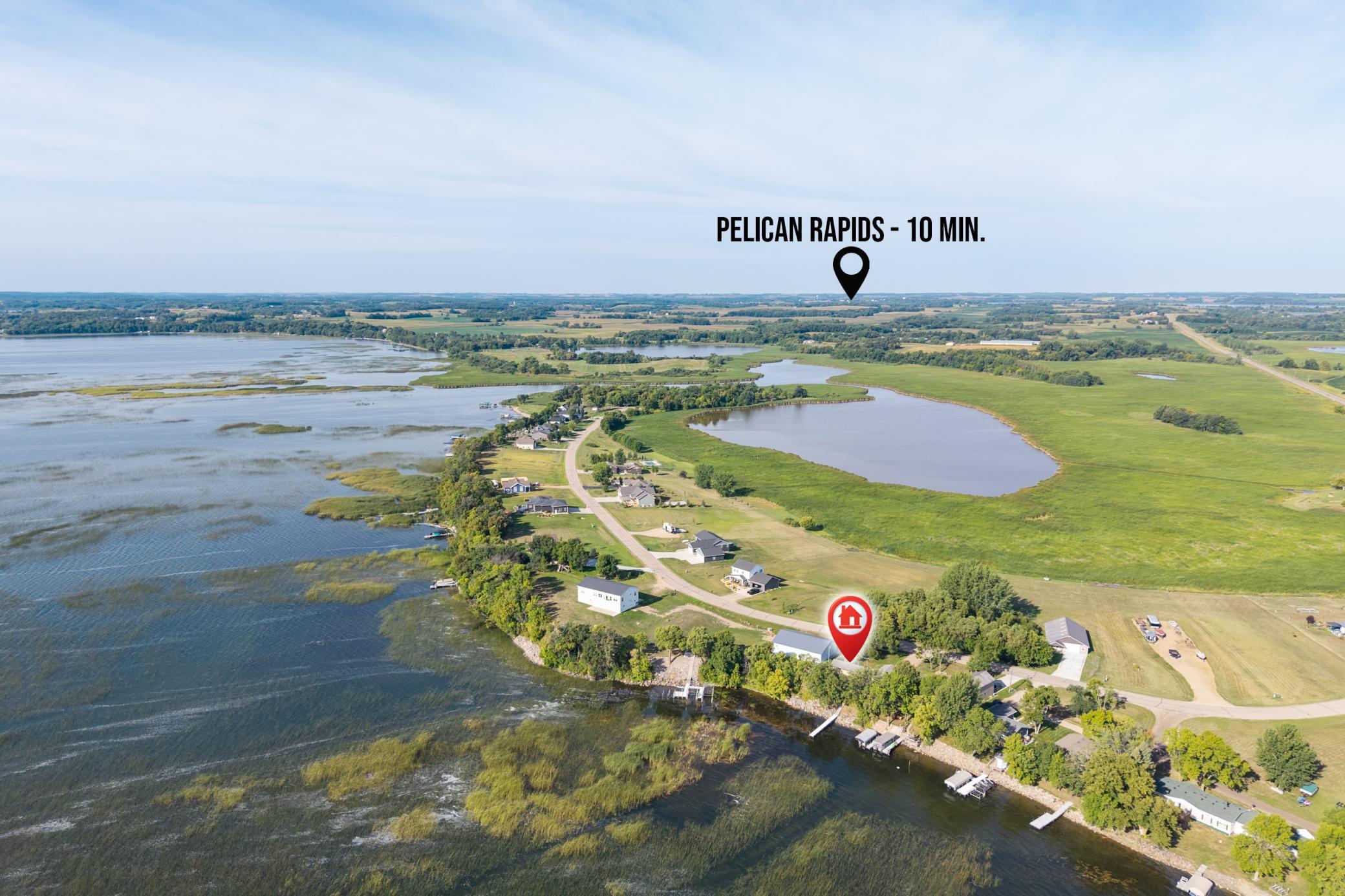 Drone view facing southwest