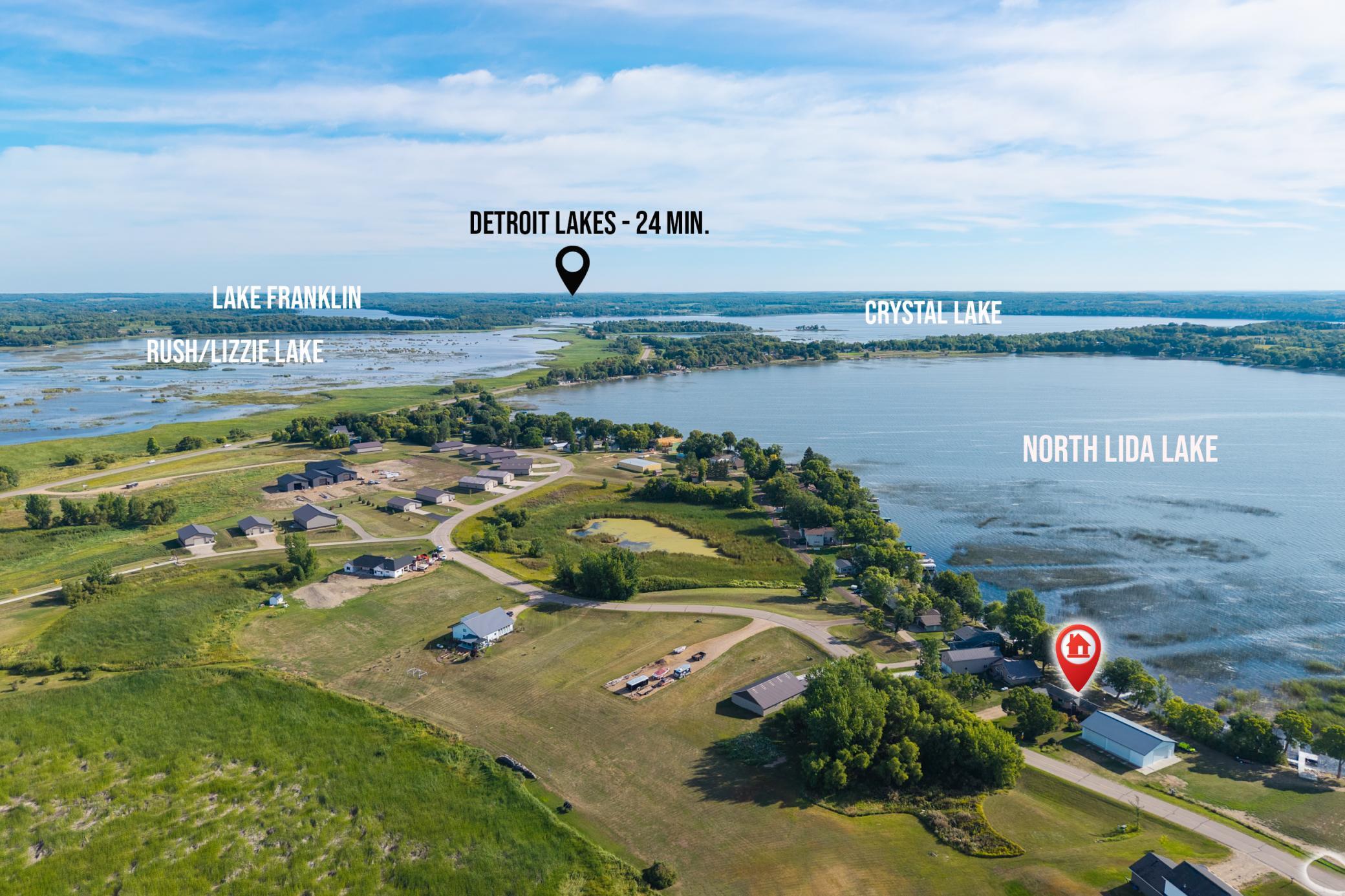 Drone view facing northeast