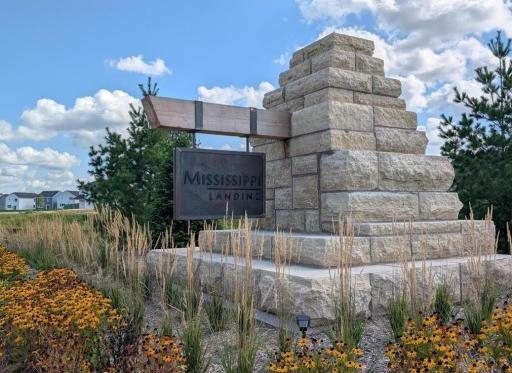 One of the entrance monuments to the beautiful Mississippi Landing neighborhood, located on the banks of the Mississippi River!