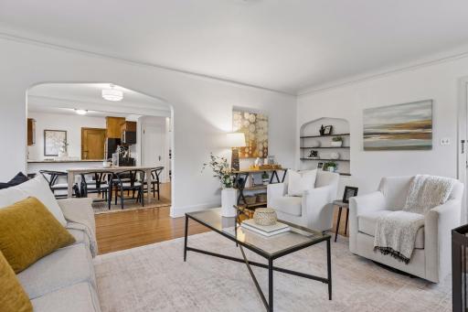 Upper unit - living room into dining.