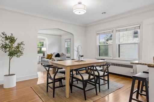 Upper unit - light-filled dining room.