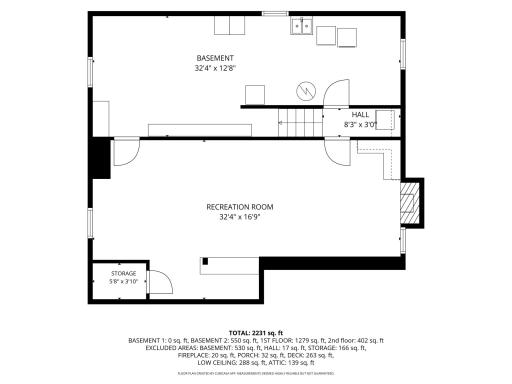 Lower level floor plan.