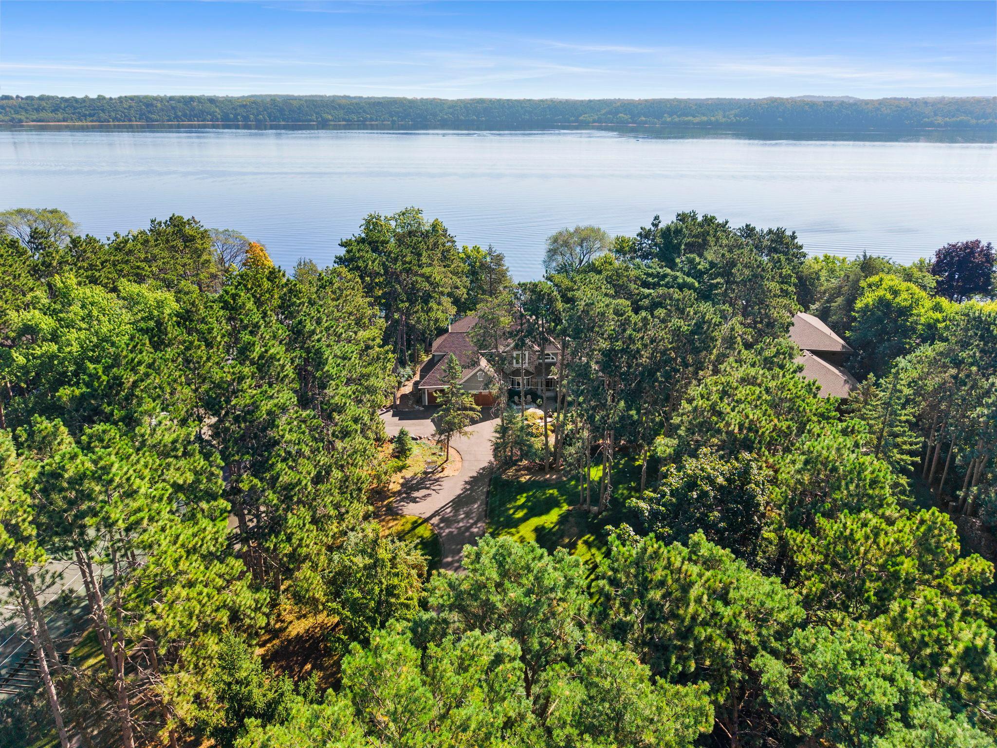 Overhead view of yard and river