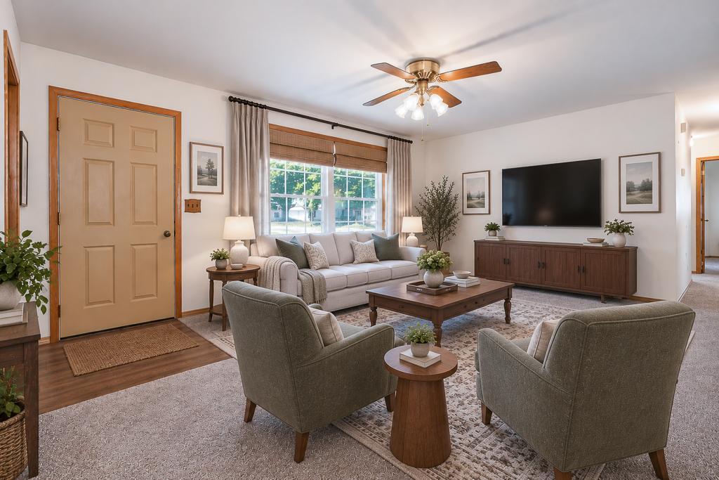 Virtually staged living room