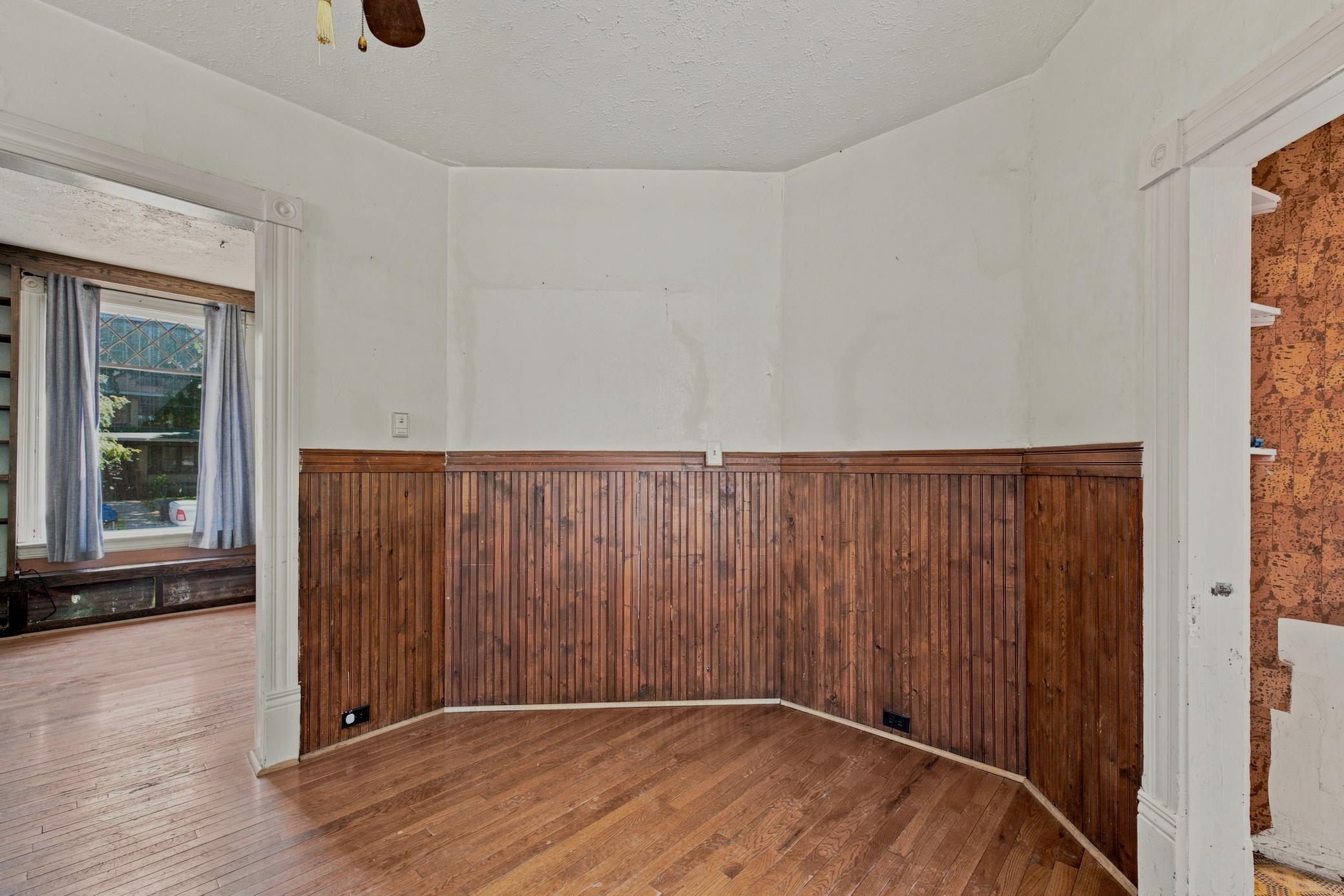 Wainscoting & hardwood floors