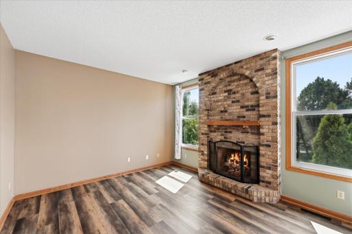 Cozy up by the fireplace on cool evenings.