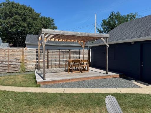 Covered pergola on elevated decking
