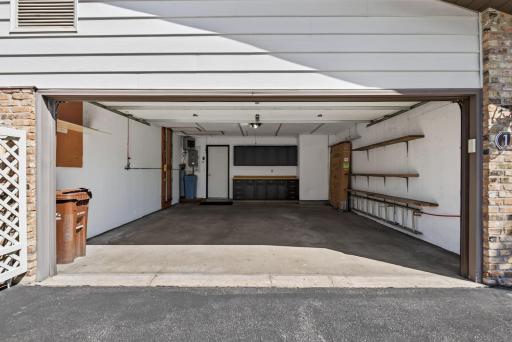 Garage has elevator lift to load boxes on for easy attic storage - not safe for humans.