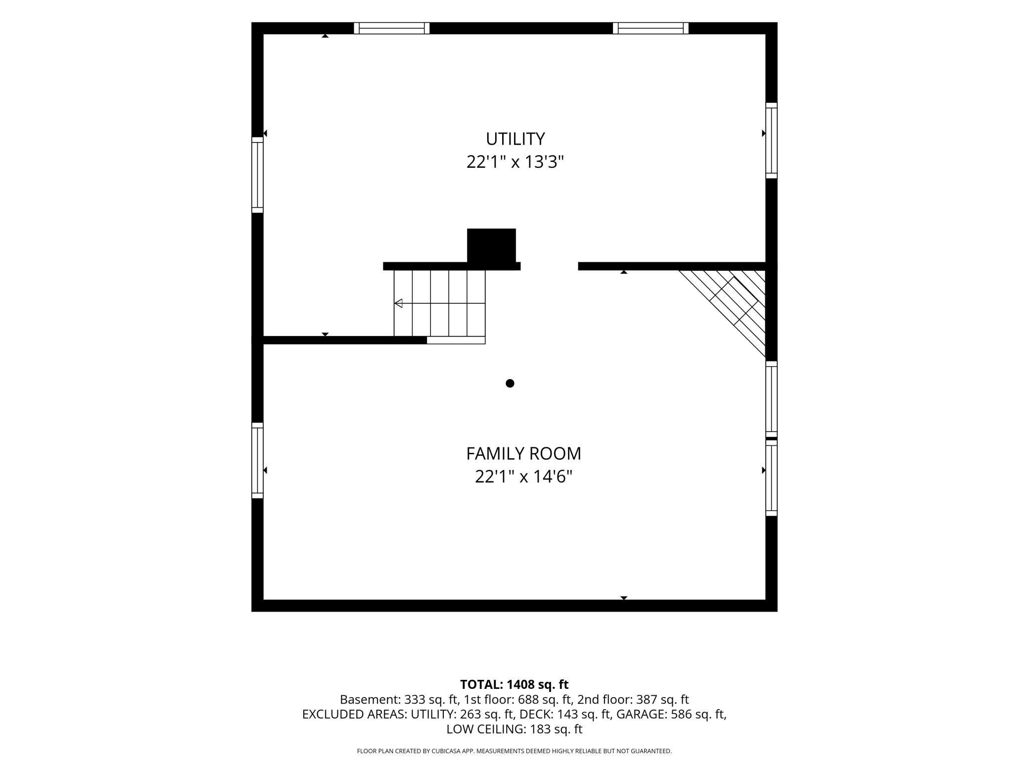 Lower level room dimensions