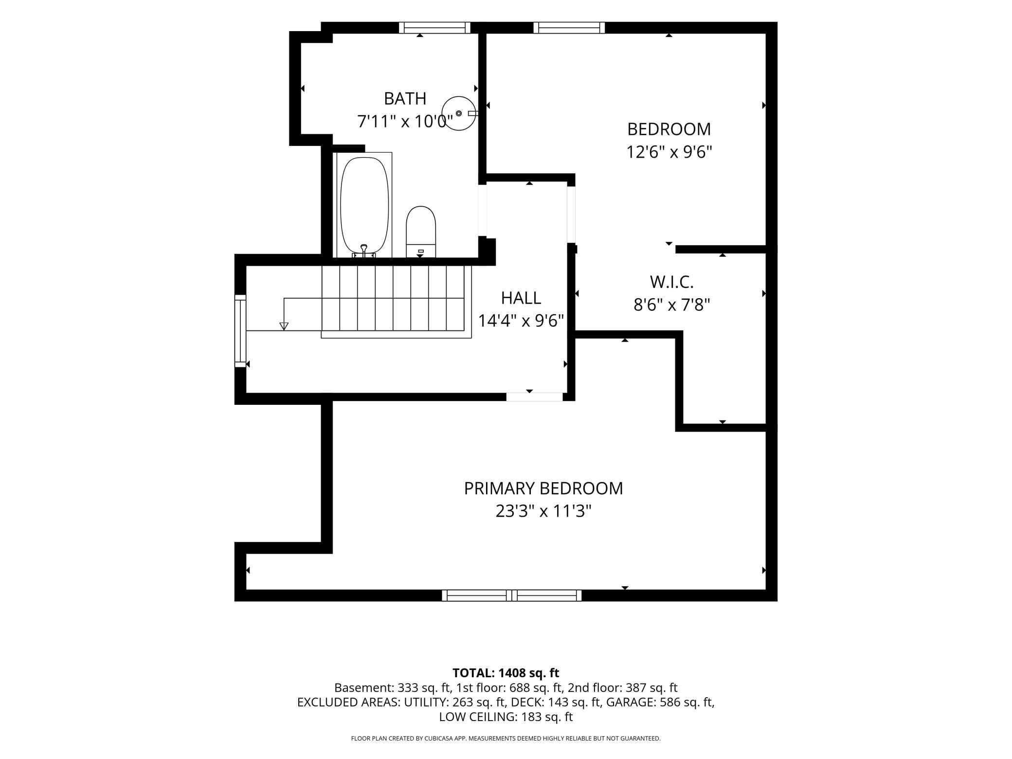 Upper level room dimensions
