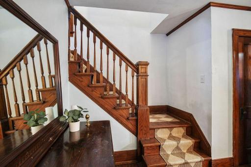 So much character! The original staircase and rich woodwork are beautiful reminders of the home's craftsmanship and history.