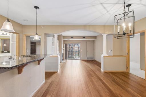 View from Dining Room towards the living room and deck