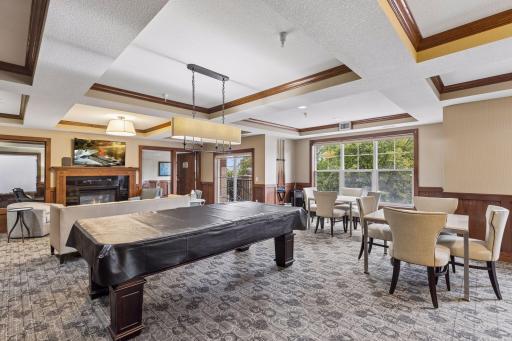 Club gathering room - full size pool table available