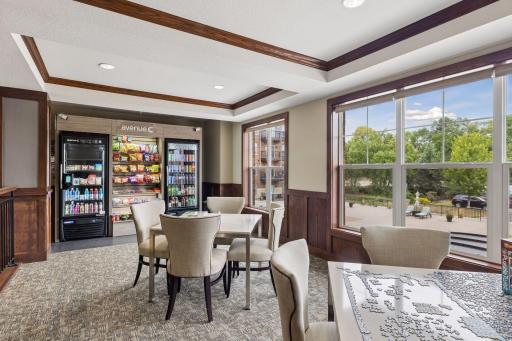Mezzanine level - mini mart, library, puzzles anyone?