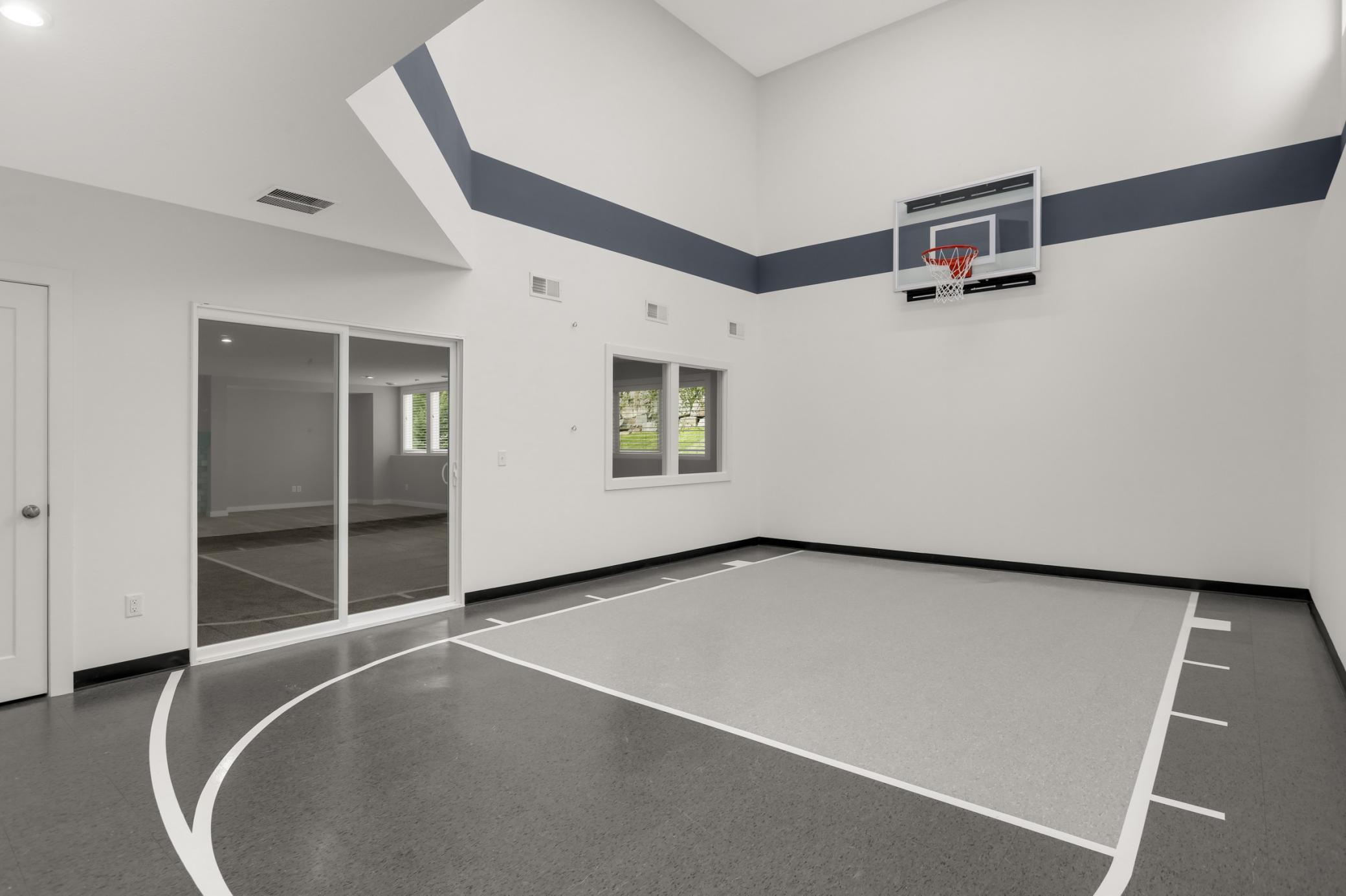 Incredible indoor sport court provides year-round space for basketball, recreation, exercise, and play.