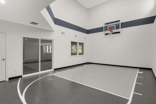 Incredible indoor sport court provides year-round space for basketball, recreation, exercise, and play.