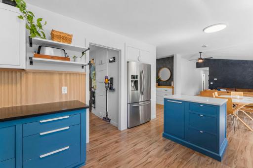 Stainless steel appliances, a statement backsplash, and plenty of prep space make it as functional as it is beautiful.