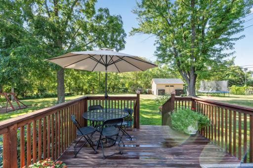 The deck is easily accessible from the dining area.